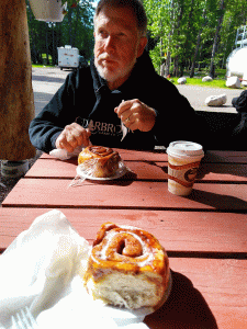 Cinnamon Bun and Coffee