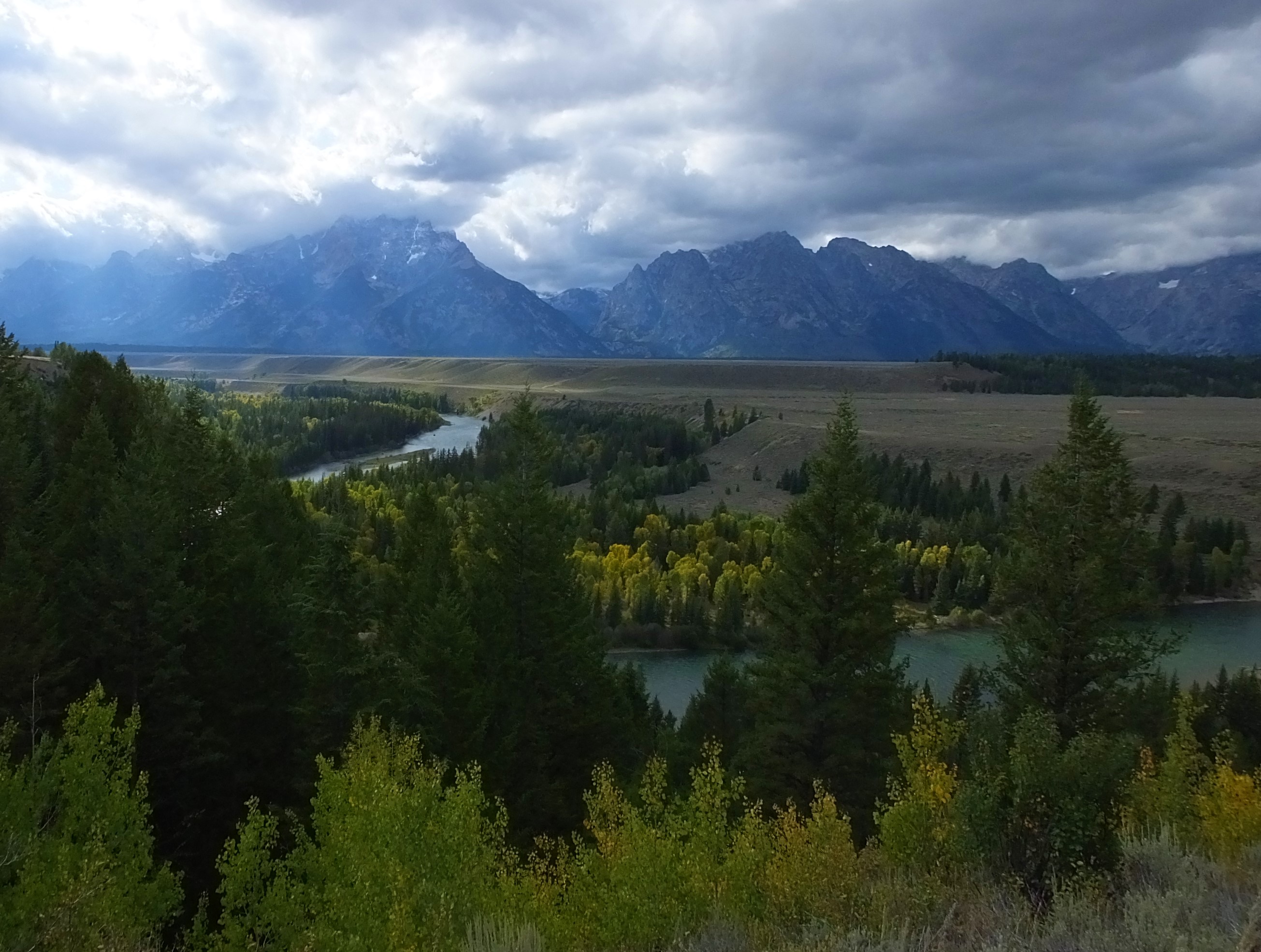 Snake River Overlook Cloudy Tetons,